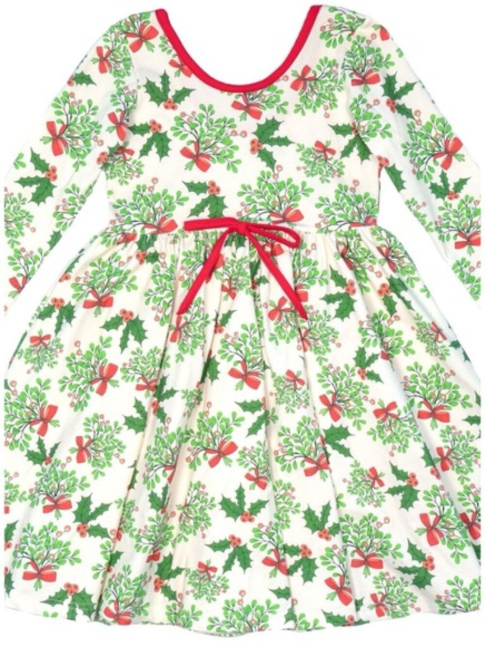 Eleanor Rose MistletoeandHolly Knit Joy Holiday Dress Size 5-6 100% Cotton